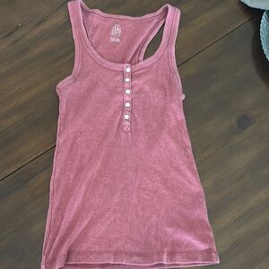 Pink Ribbed Aerie Tank Top